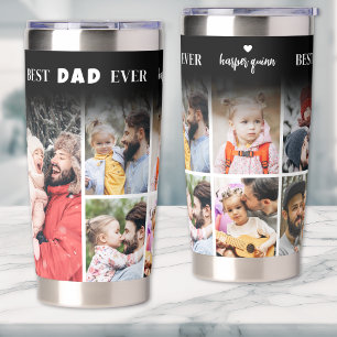 Personalized Best Dad Ever 8 Photo Collage Father Insulated Tumbler