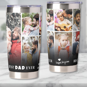 Personalized Best Dad Ever 8 Photo Collage Father Insulated Tumbler