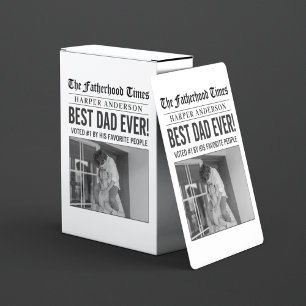 Personalized Best Dad Ever Newspaper Photo Playing Cards