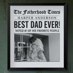 Personalized Best Dad Ever Newspaper Photo Poster