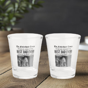 Personalized Best Dad Ever Newspaper Photo Shot Glass