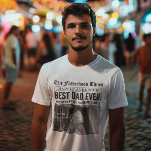 Personalized Best Dad Ever Newspaper Photo T-Shirt