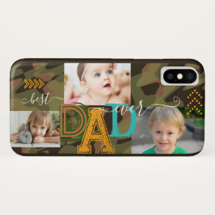 Personalized Best DAD Ever Photo Camo Green iPhone X Case