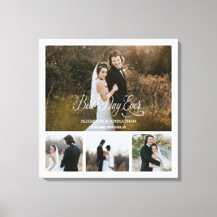 Personalized Best Day Ever 4 Photo Collage Canvas Print