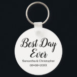 Personalized Best Day Ever Wedding Key Ring<br><div class="desc">Create a lasting memory of your special day for your guests with our "Eternal Keepsake" Personalized Best Day Ever Wedding Keychain. This elegant and fun keychain is a perfect way to thank your family and friends for being part of your celebration, combining style and sentiment in a compact and meaningful...</div>