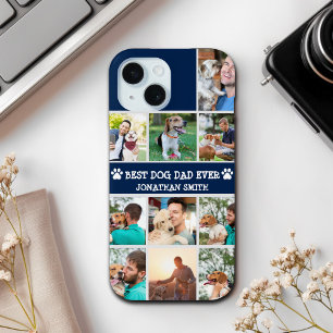 Personalized Best Dog Dad – Collage 10 Photos iPhone 15 Case