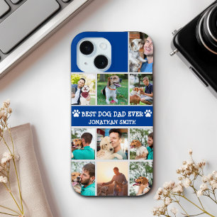 Personalized Best Dog Dad – Collage 10 Photos iPhone 15 Case