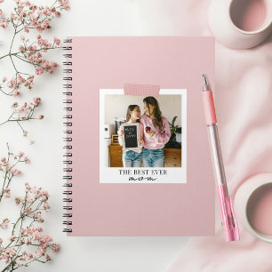 Personalized Best Ever Mom Photo Pink Notebook