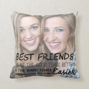 Personalized Best Friend Photo BFF Friendship Blue Cushion