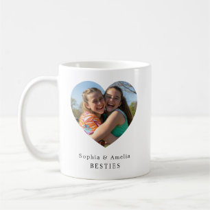 Personalized Best Friends Heart Photo Name Coffee Mug