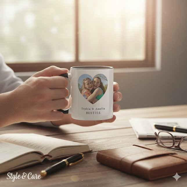 Personalized Best Friends Heart Photo Name Mug (Personalized Best Friends Heart Photo Name Mug)