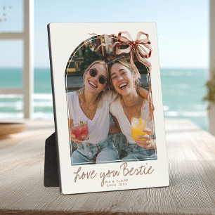 Personalized Best Friends Photo Preppy Earth Tone Plaque
