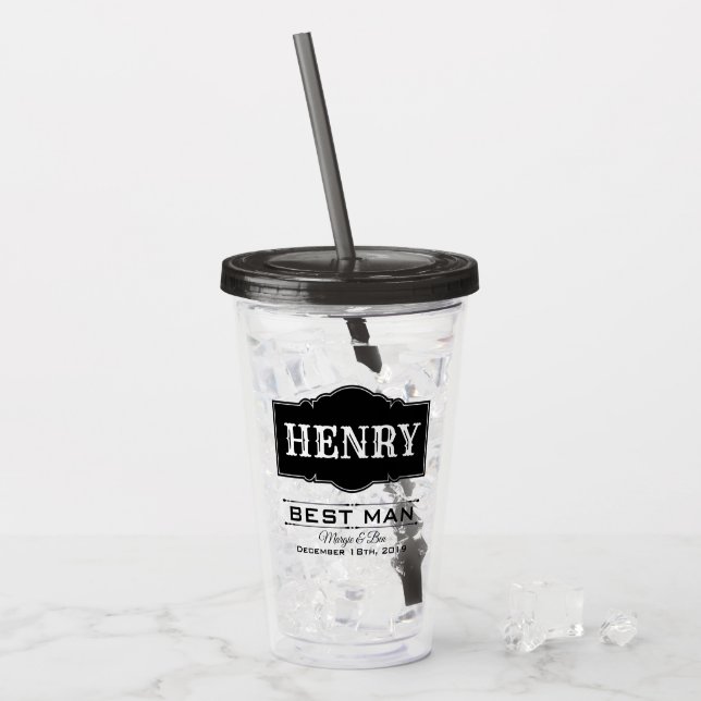 PERSONALIZED BEST MAN WEDDING ACRYLIC TUMBLER (Front Ice)