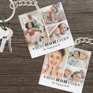 Personalized Best Mom 6 Photo Collage Mother Key Ring