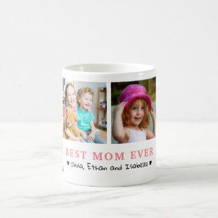 Personalized Best Mom Ever 4 Photo Collage    Coffee Mug