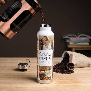 Personalized Best Mom Ever 8-Photo Collage Elegant Water Bottle