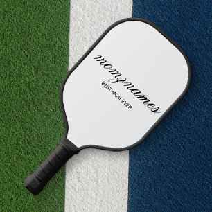 Personalized Best Mom Ever Calligraphy Name Pickleball Paddle
