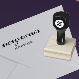 Personalized Best Mom Ever Calligraphy Name Rubber Stamp