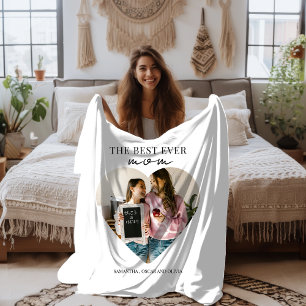 Personalized Best Mom Ever Heart Photo Sherpa Blanket