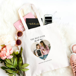 Personalized Best Mom Ever Heart Photo  Tote Bag