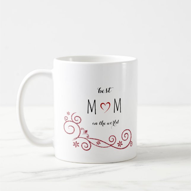 Personalized Best Mom In the World Coffee Mug (Left)