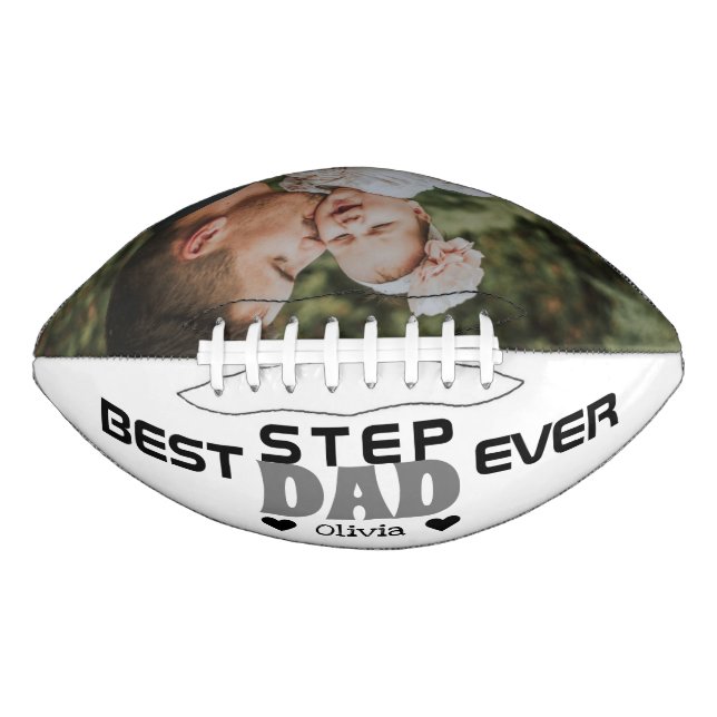 Personalized Best Step Dad Ever Custom Photo Football (Front)