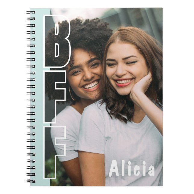 Personalized BFF Photo Illusion Teal Notebook (Front)