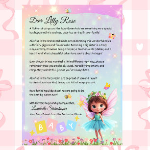 Personalized Big Sister Fairy Letter – New Baby  Invitation