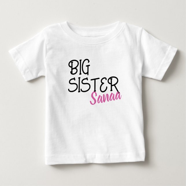 Personalized Big Sister Pregnancy Announcement  Baby T-Shirt (Front)