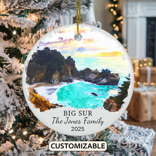 Personalized Big Sur Ornament, California State Ceramic Ornament