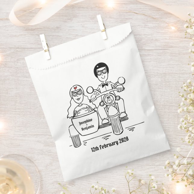 Personalized Biker Motorcycle Wedding Favor Bags (Clipped)
