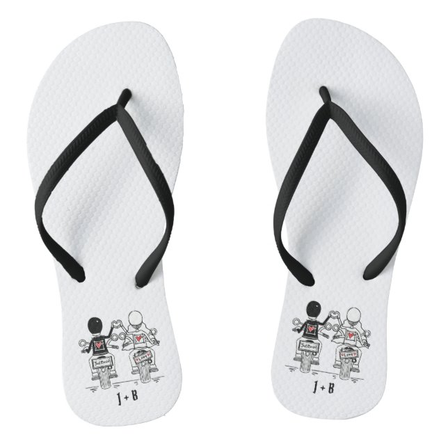 Personalized Biker Motorcycle Wedding Flip Flops (Footbed)