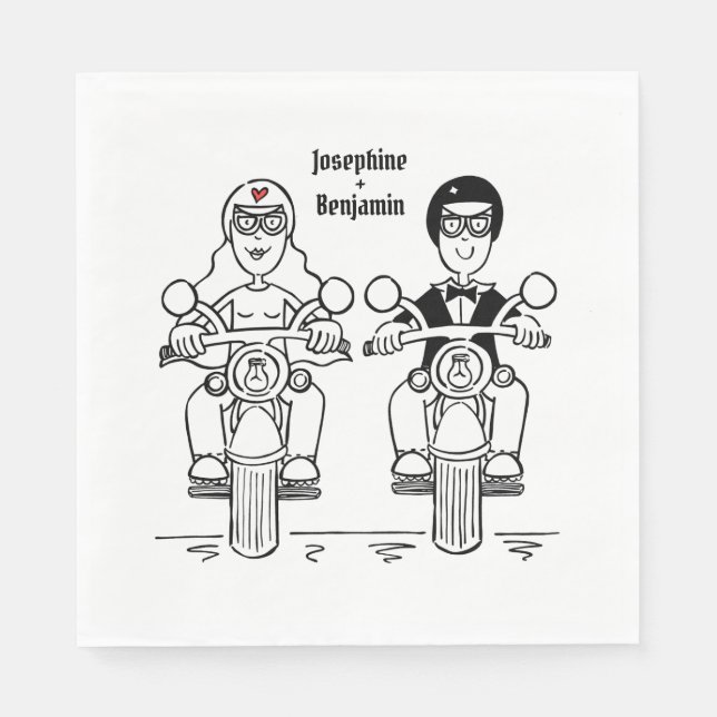 Personalized Biker Motorcycle Wedding Paper Napkin (Front)