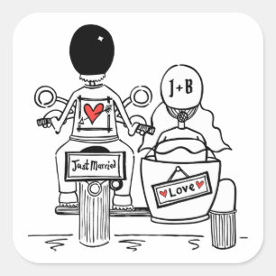 Personalized Biker Motorcycle Wedding Stickers