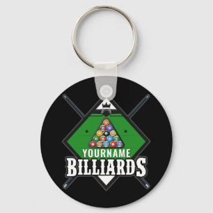Personalized Billiards NAME Cue Rack Pool Room   Key Ring