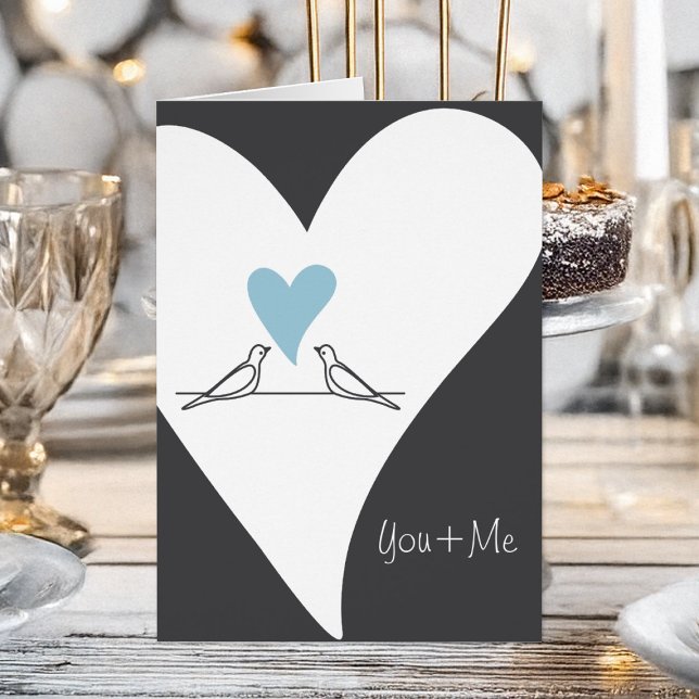 Personalized Birds in Love Light Blue Heart Cards (Creator Uploaded)
