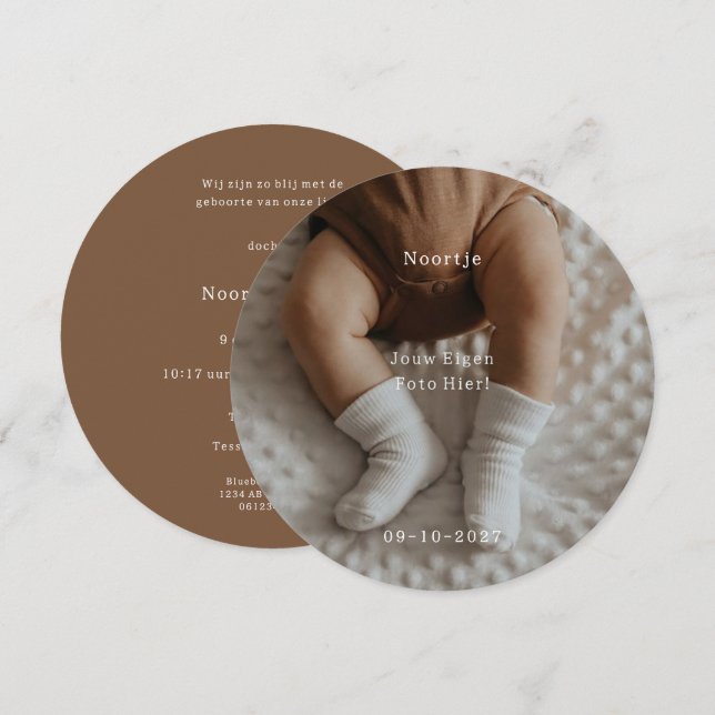 Personalized Birth Card With Own Photo. (Front/Back)