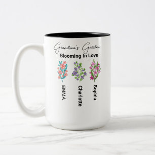 Personalized Birth Flower Gift, Grandma's Garden  Two-Tone Coffee Mug