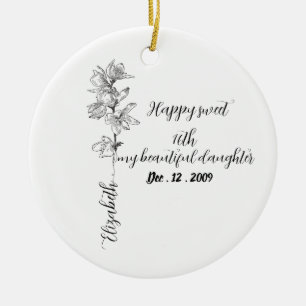 Personalized Birth Month Flower sweet 16 birthday  Ceramic Ornament