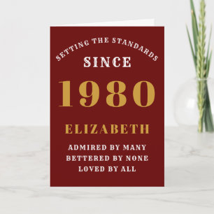 Personalized Birthday 1980 Add Your Name Red Card