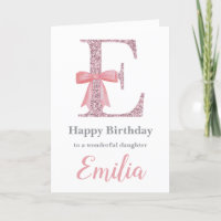 Personalized Birthday Card for Her - Letter E