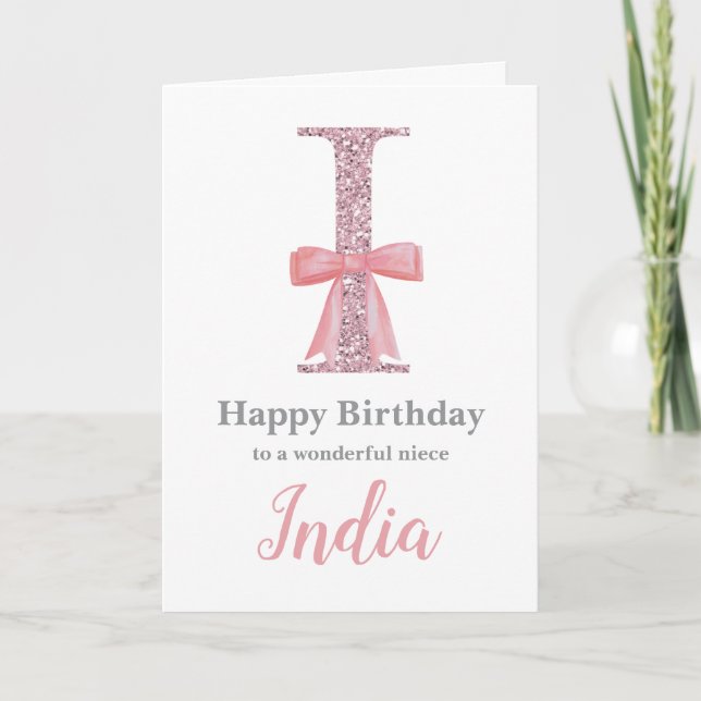 Personalized Birthday Card for Her - Letter I (Front)