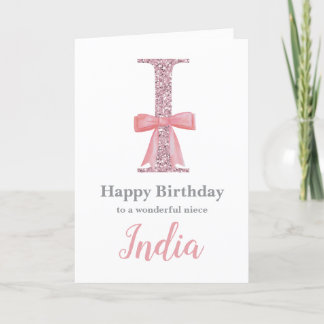 Personalized Birthday Card for Her - Letter I