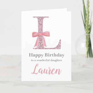 Personalized Birthday Card for Her - Letter L