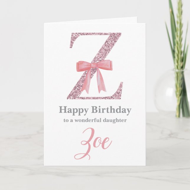 Personalized Birthday Card for Her - Letter Z (Front)
