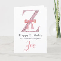 Personalized Birthday Card for Her - Letter Z