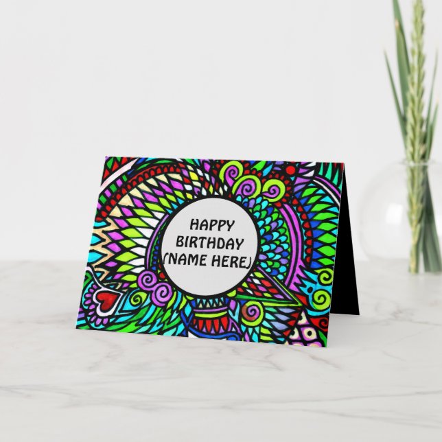 Personalized Birthday Card Funky Pattern (Front)