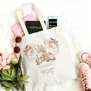 Personalized Birthday elegant Tea Party Tote Bag