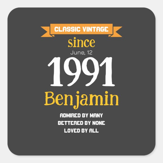 Personalized Birthday Gift Square Sticker (Front)