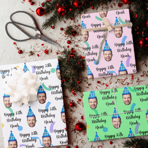 Personalized Birthday Gift Wrap, Custom Age Name  Wrapping Paper Sheet